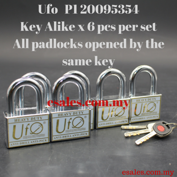 UFO UP50HD x KA06 Heavy Duty Key Alike Padlock PI 20095354 Allen Key Bend Free System