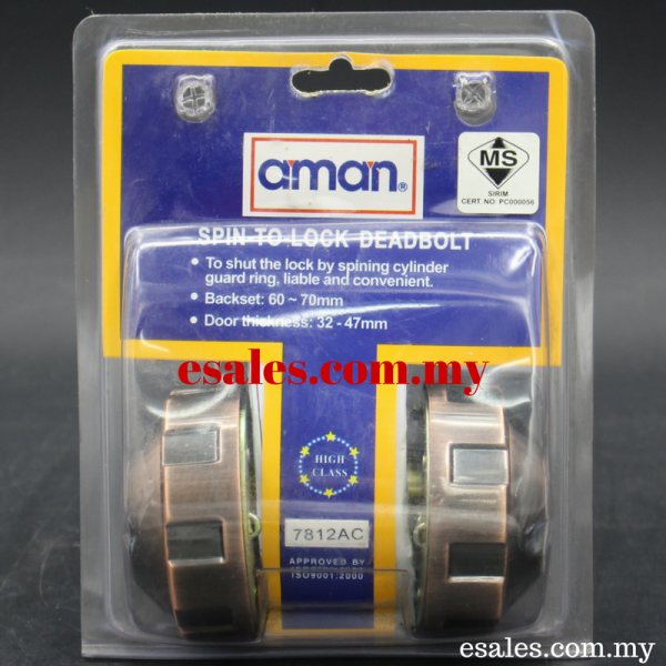 Aman Spin-To-Lock Deadbolt 7812AC