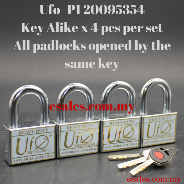 UFO UP50HD x KA04 Heavy Duty Key Alike Padlock PI 20095354 Allen Key Bend Free System