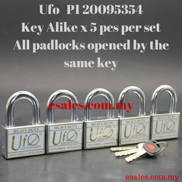UFO UP50HD x KA05 Heavy Duty Key Alike Padlock PI 20095354 Allen Key Bend Free System