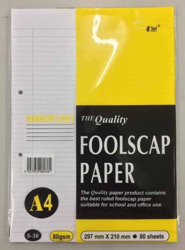 Uni Paper 38 Loose Leaf Writing Paper 80gsm A4 80 Sheets