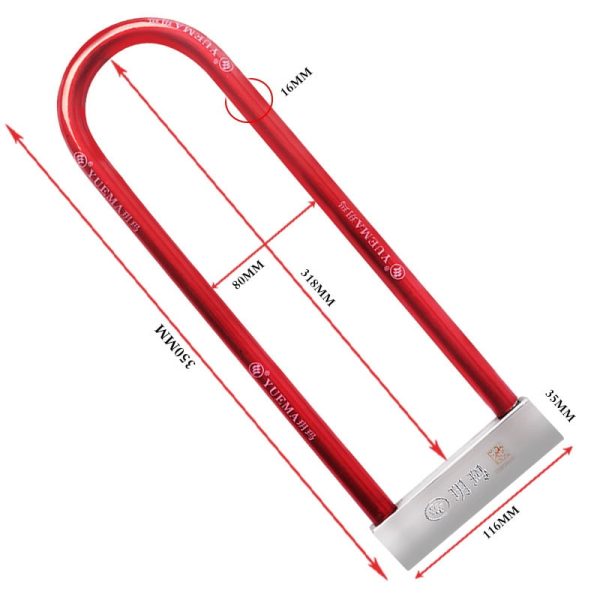 Yue Ma 223 Hardened Steel Long Shackle Motorcycle U Lock - Image 5