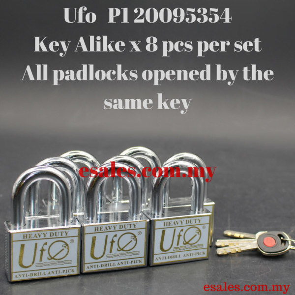 UFO UP50HD x KA08 Heavy Duty Key Alike Padlock PI 20095354 Allen Key Bend Free System
