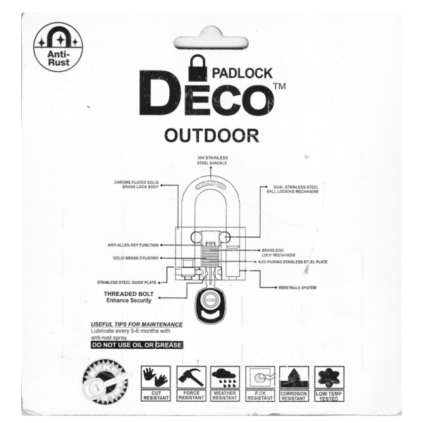 DECO DAR405KA OUTDOOR PADLOCK - Image 2
