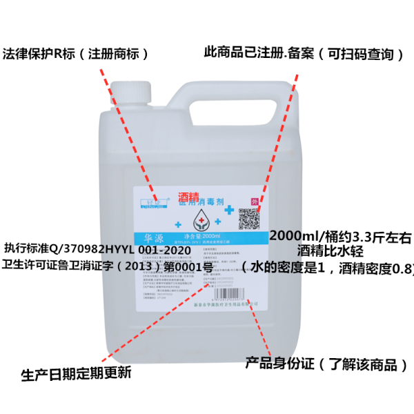 QingJie Medical Disinfectant 75% Alcohol 2000ml Sanitizer - Image 3