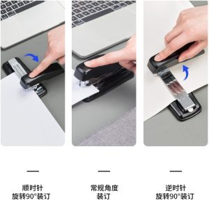 Deli Half Strip Stapler Rotary Grip Metal Base Rotatable Anvil 25 Sheets 0414 - Image 3