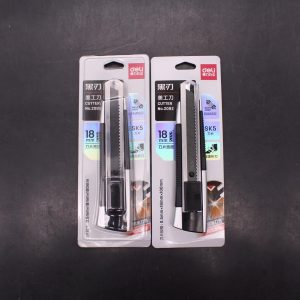 Deli 2092 advanced black blade art knife thickened zinc alloy plastic coated cutting self-locking knife large art knife - Image 4