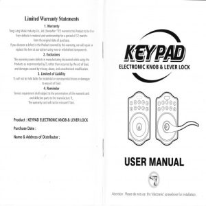 Ezxet PT-Q0S00 KEYPAD Electronic Leverset Digital Lockset - Image 5
