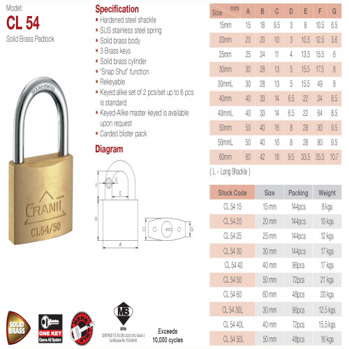 GERE GRANIT CL54304KA Padlock - Image 4