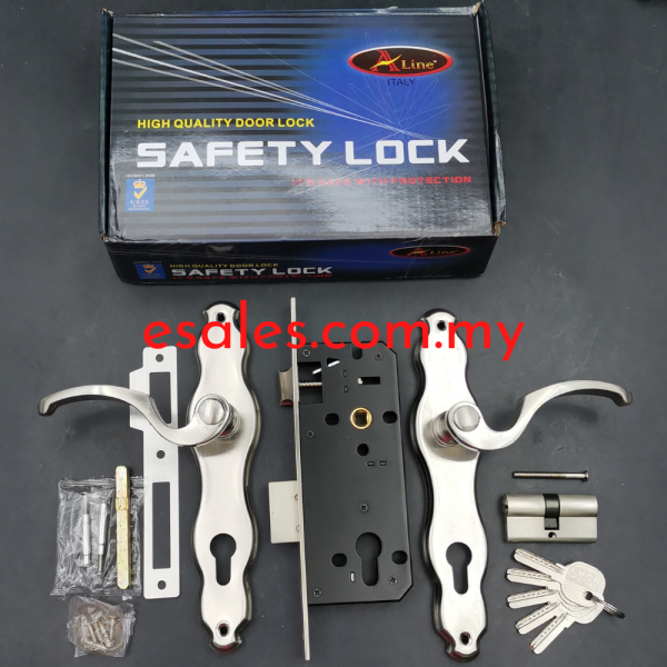 Aline G034SN Mortise Lock Handle Entrance Iron Door Gate Lock Set