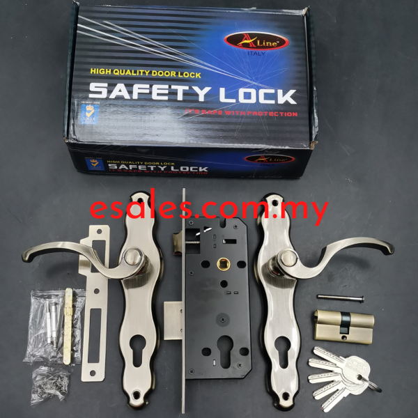 Aline G034AB Mortise Lock Handle Entrance Iron Door Gate Lock Set