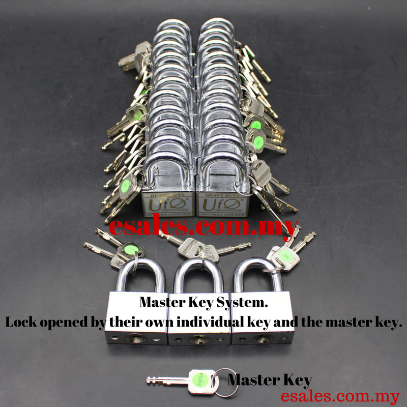 UFO US50HDMK Padlock, Keyed Different 4pcs Master Key 2pcs