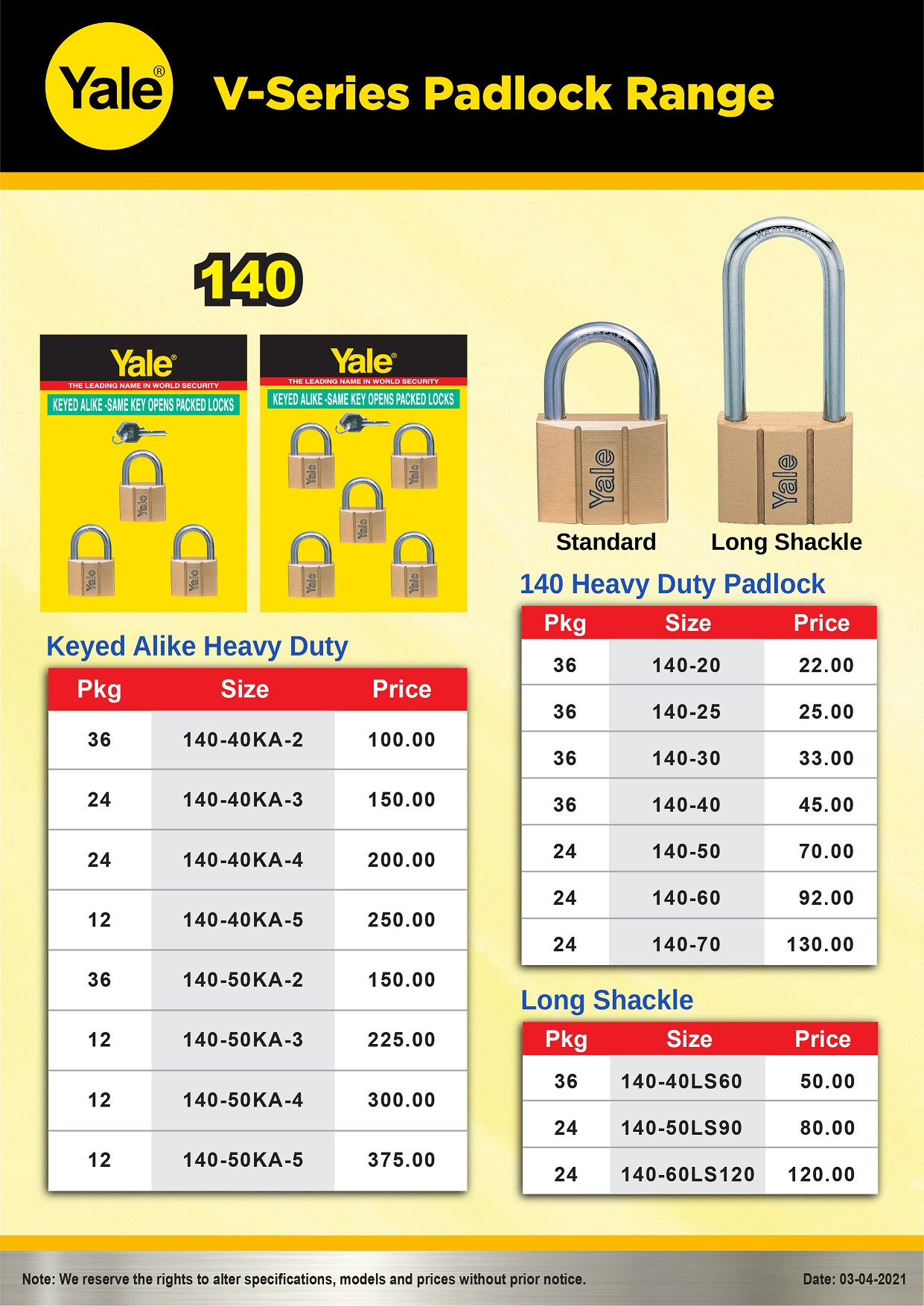 Yale V140-40 Brass Padlock - Image 2