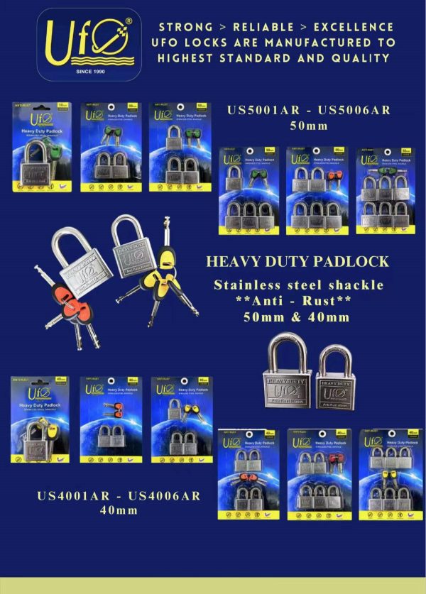 UFO US5005HD PADLOCK HEAVY DUTY ANTI CUT KEY ALIKE - Image 2