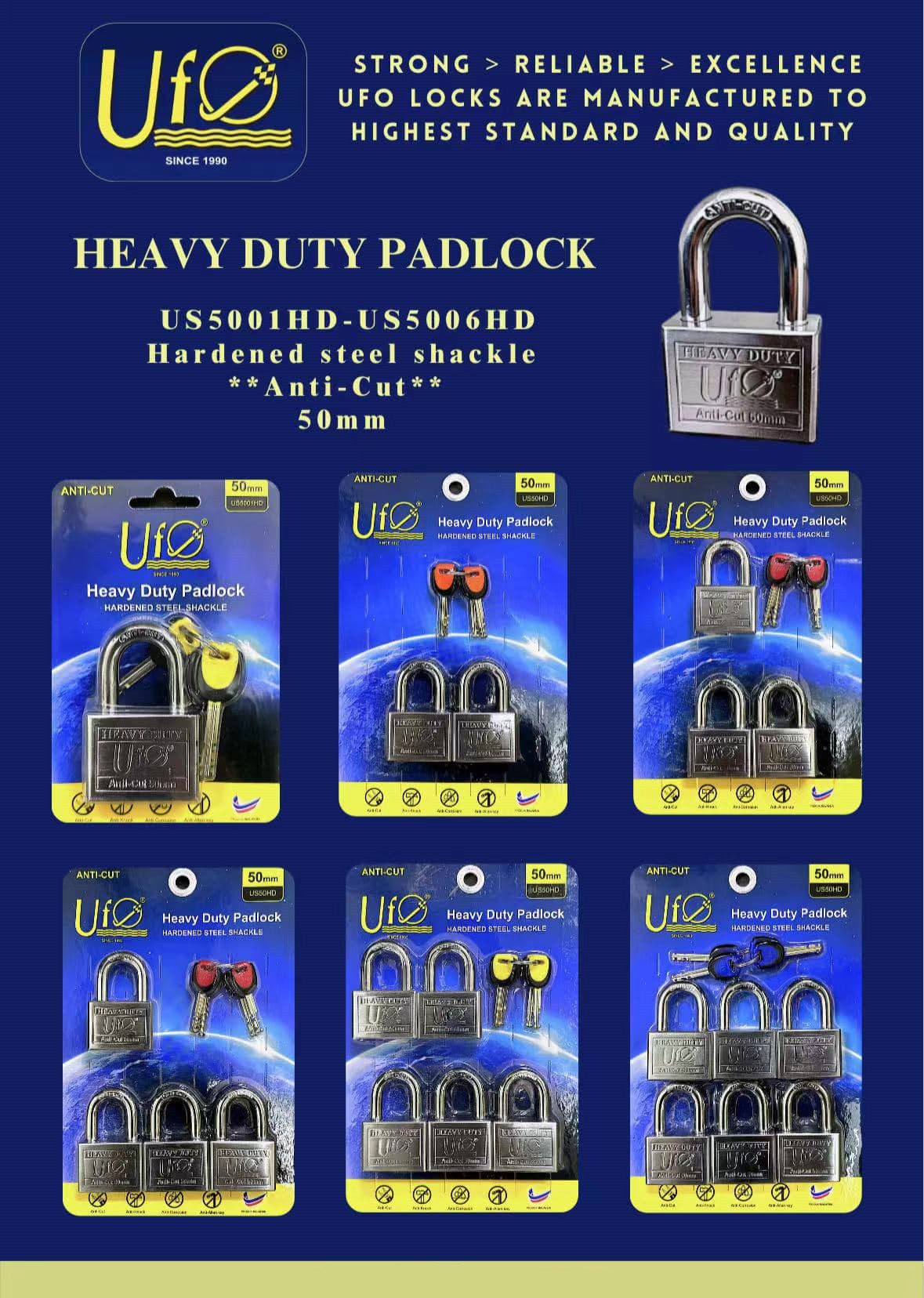 UFO US5000AR PADLOCK HEAVY DUTY ANTI RUST KEY ALIKE