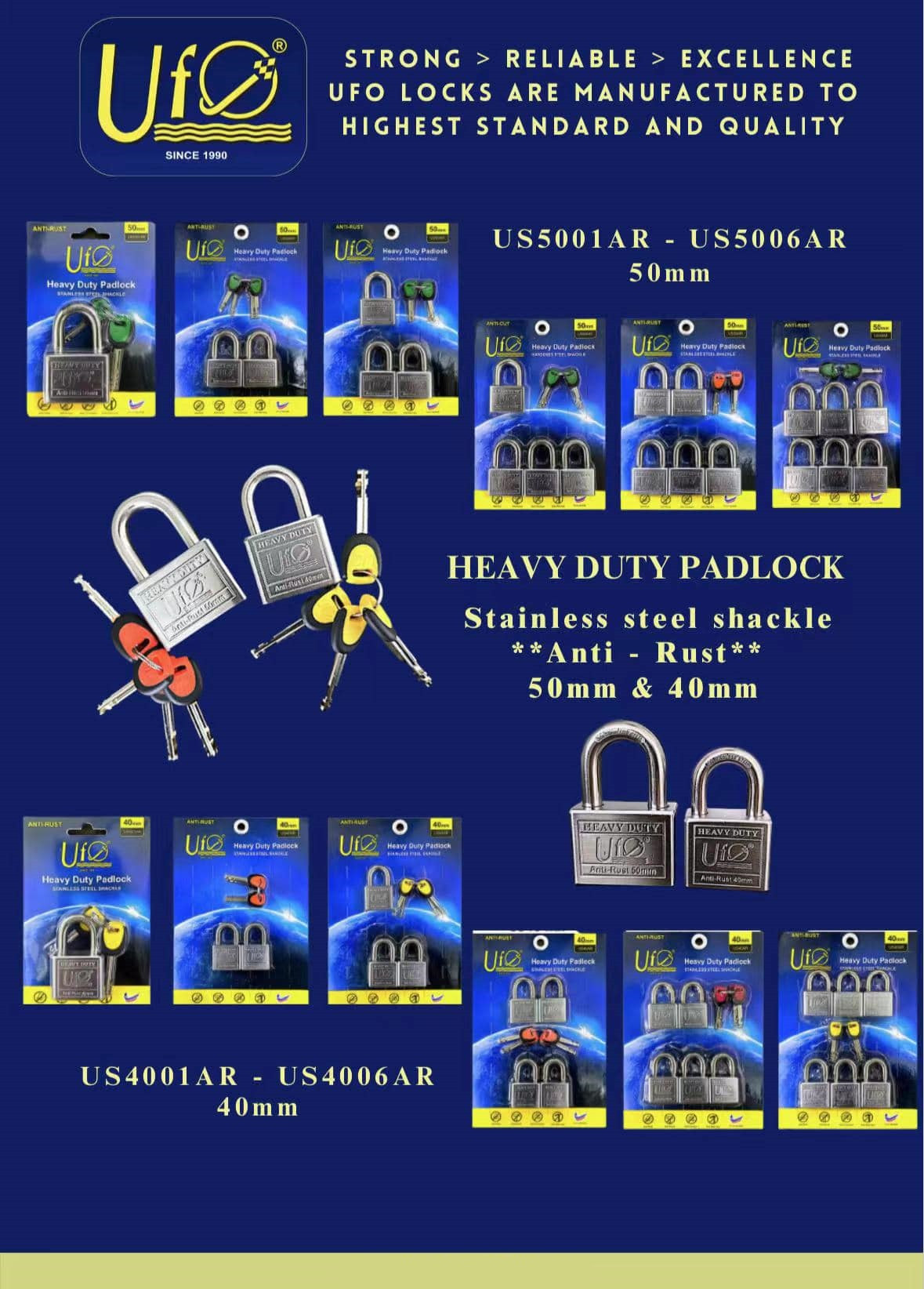 UFO US5000AR PADLOCK HEAVY DUTY ANTI RUST KEY ALIKE - Image 2