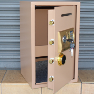 Kingland T-60EK-Gold Cash Deposit Front Drop Digital Safe Box With Alarm, Keylock, Shelving - Image 4