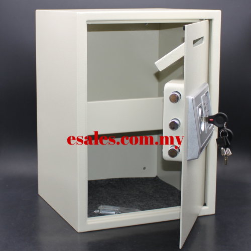 Kingland T-50EK-White Cash Deposit Front Drop Digital Safe Box With Alarm, Keylock, Shelving - Image 2