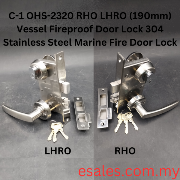C-1 OHS-2320 RHO/LHRO (190mm) SUS304 Stainless Steel Vessel Marine Fire Door Lock - Image 10