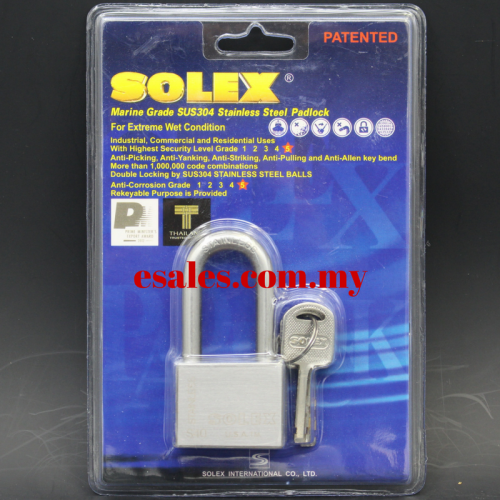 SOLEX S40L Marine Grade SUS304 Stainless Steel Padlock