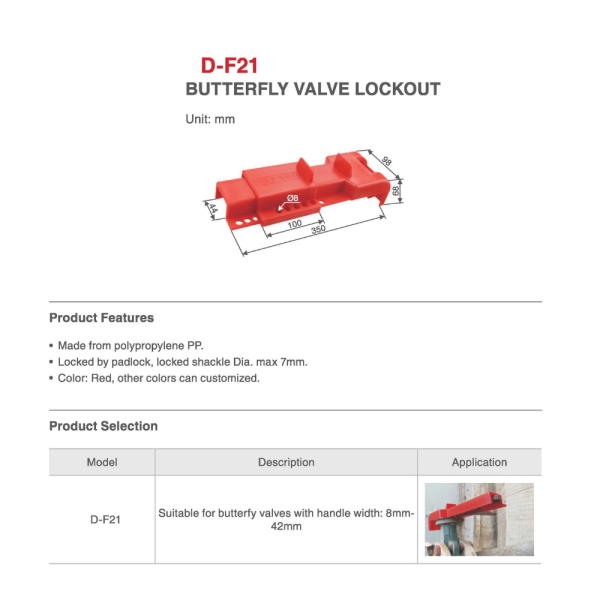 LOTO Safety Lockout D-F21 Butterfly Valve Lock