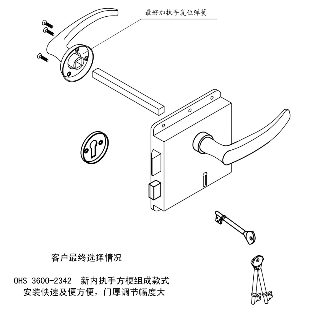 C2-Y OHS-3600 LHO SUS304 Stainless Steel Vessel Marine Fire Door Lock IMPA CODE 490195