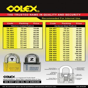 COLEX TA-504 Titanium Coated Padlock - Image 3