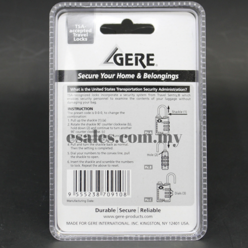 GERE CL32-21100TSA COMBINATION TSA LUGGAGE LOCK - Image 2